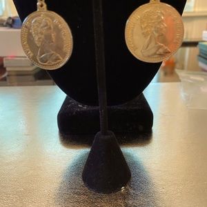 Vintage 80s Coin Pierced Earrings